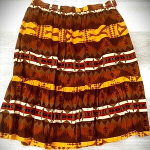 Women's Vintage Rodeo Diva Corduroy Aztec Western Print Skirt Size XL